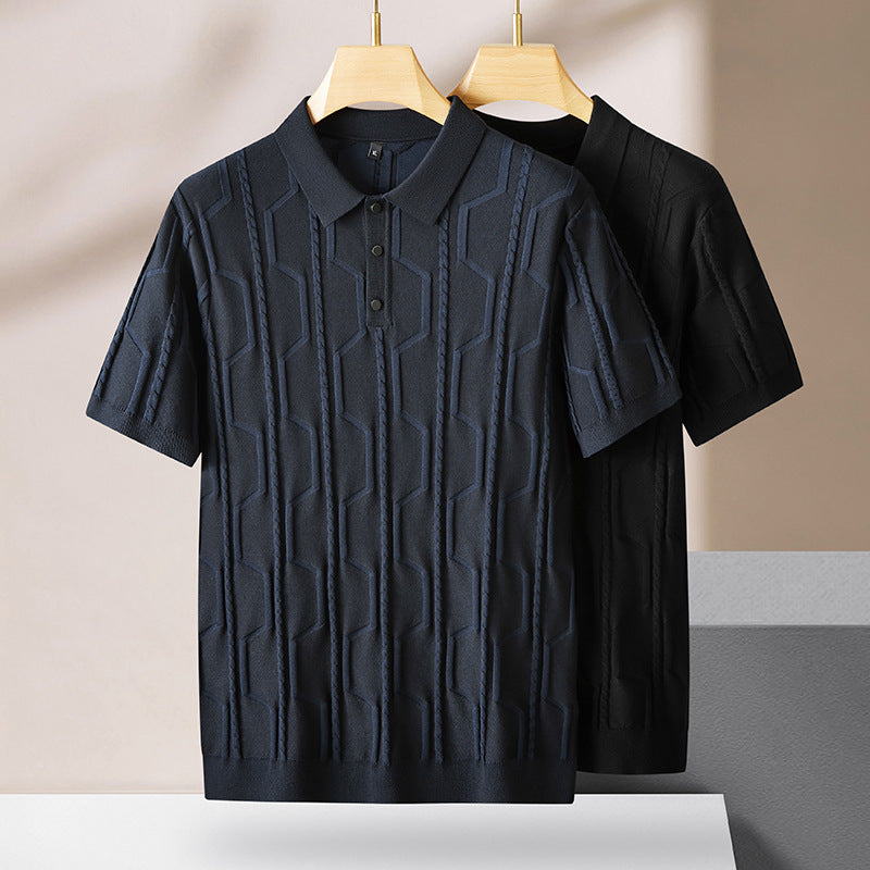 Fred – Pull à Manches Courtes Jacquard Grande Taille