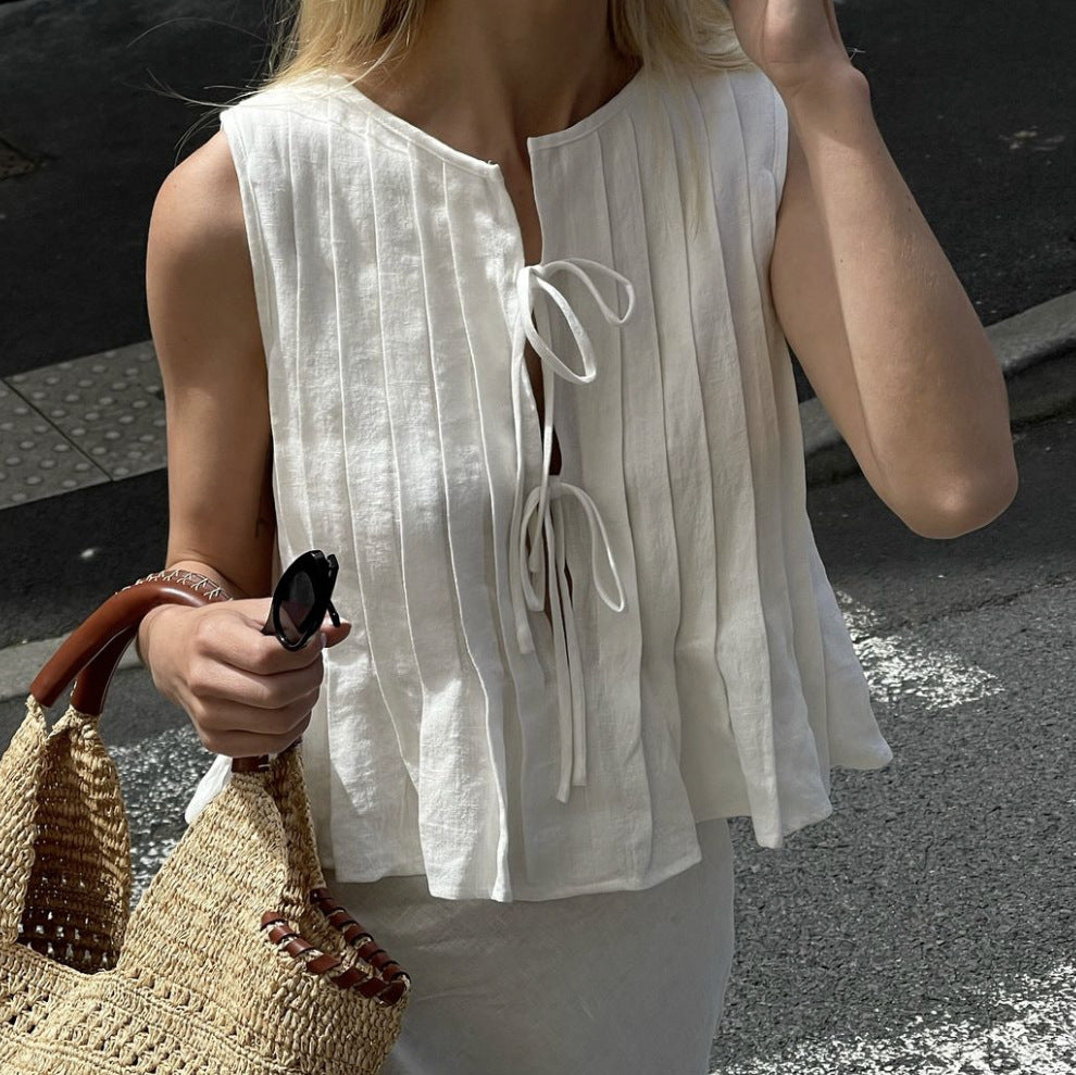 Louise – Chemise Femme en Coton et Lin avec Lacets