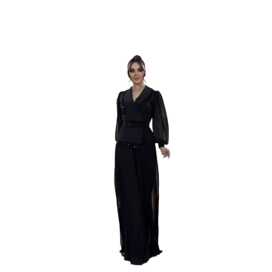 Laura – Robe Costume Plissée à Franges en Mesh