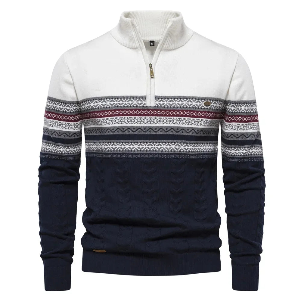 Terrence – Pull à Col Haut Rayé pour Homme