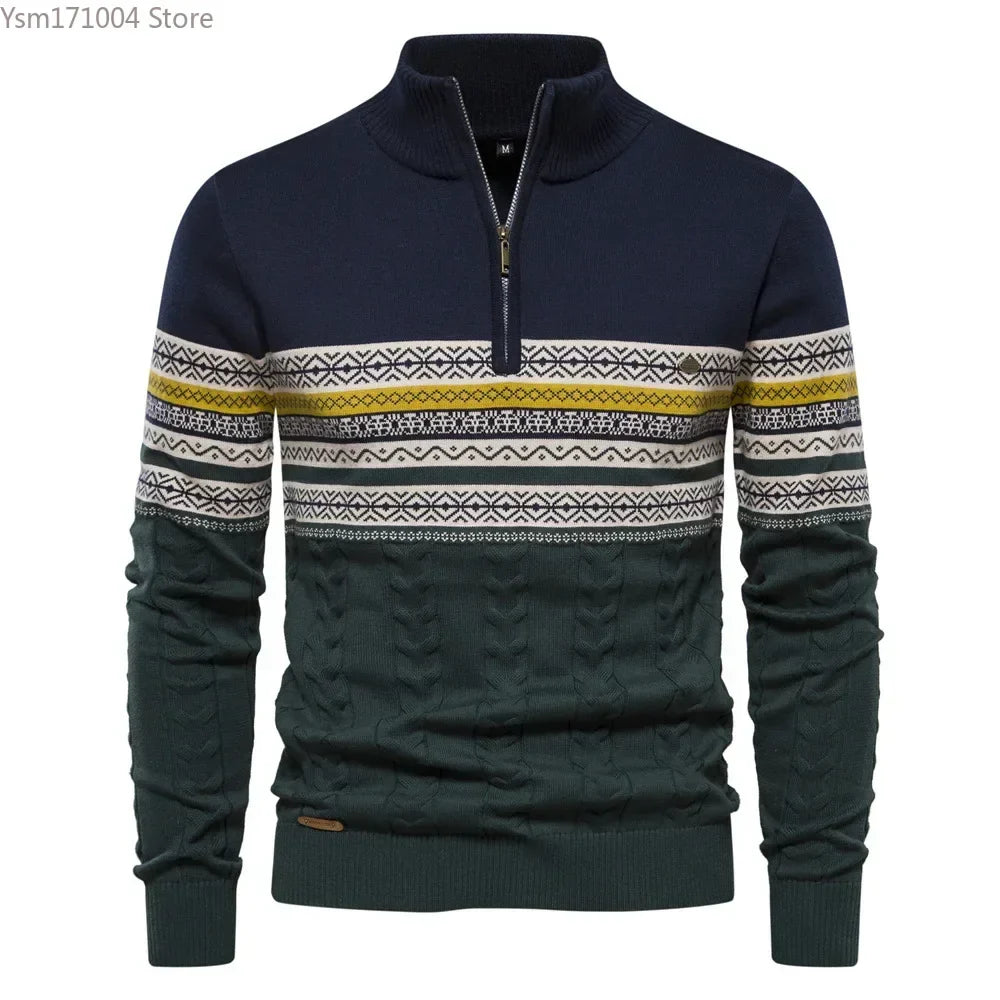 Terrence – Pull à Col Haut Rayé pour Homme
