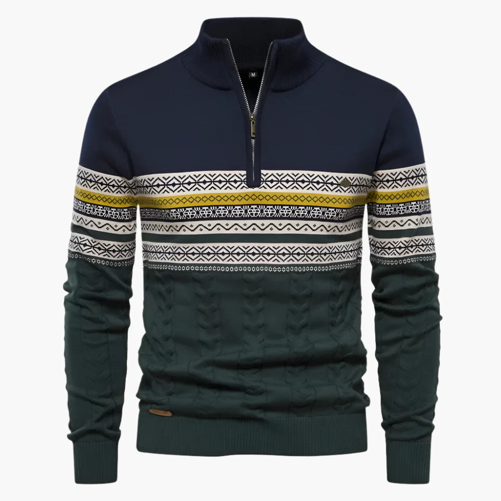Terrence – Pull à Col Haut Rayé pour Homme