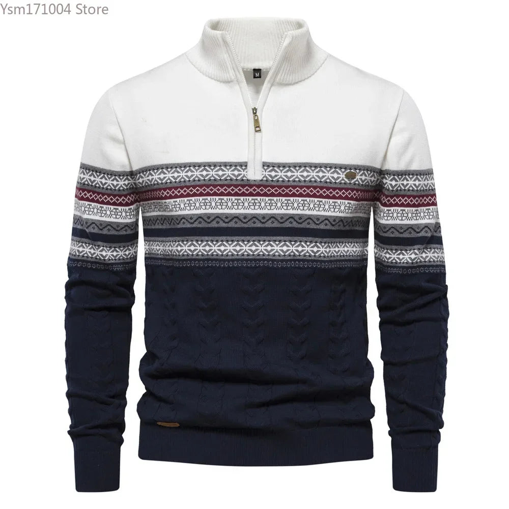 Terrence – Pull à Col Haut Rayé pour Homme