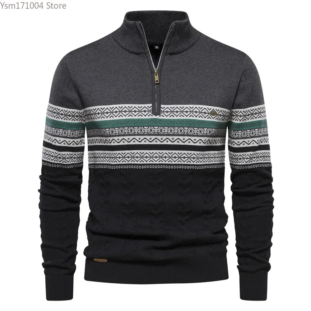 Terrence – Pull à Col Haut Rayé pour Homme