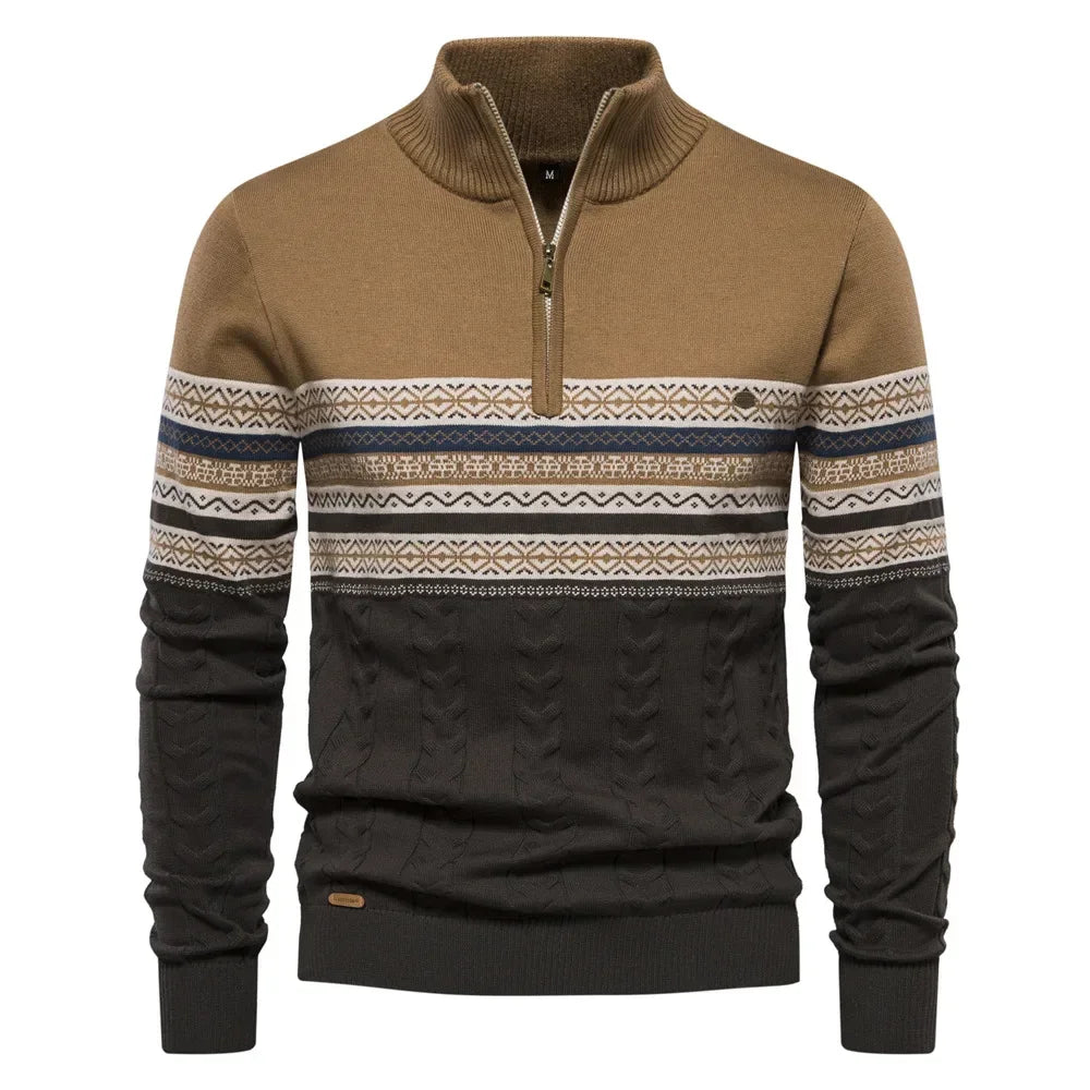 Terrence – Pull à Col Haut Rayé pour Homme