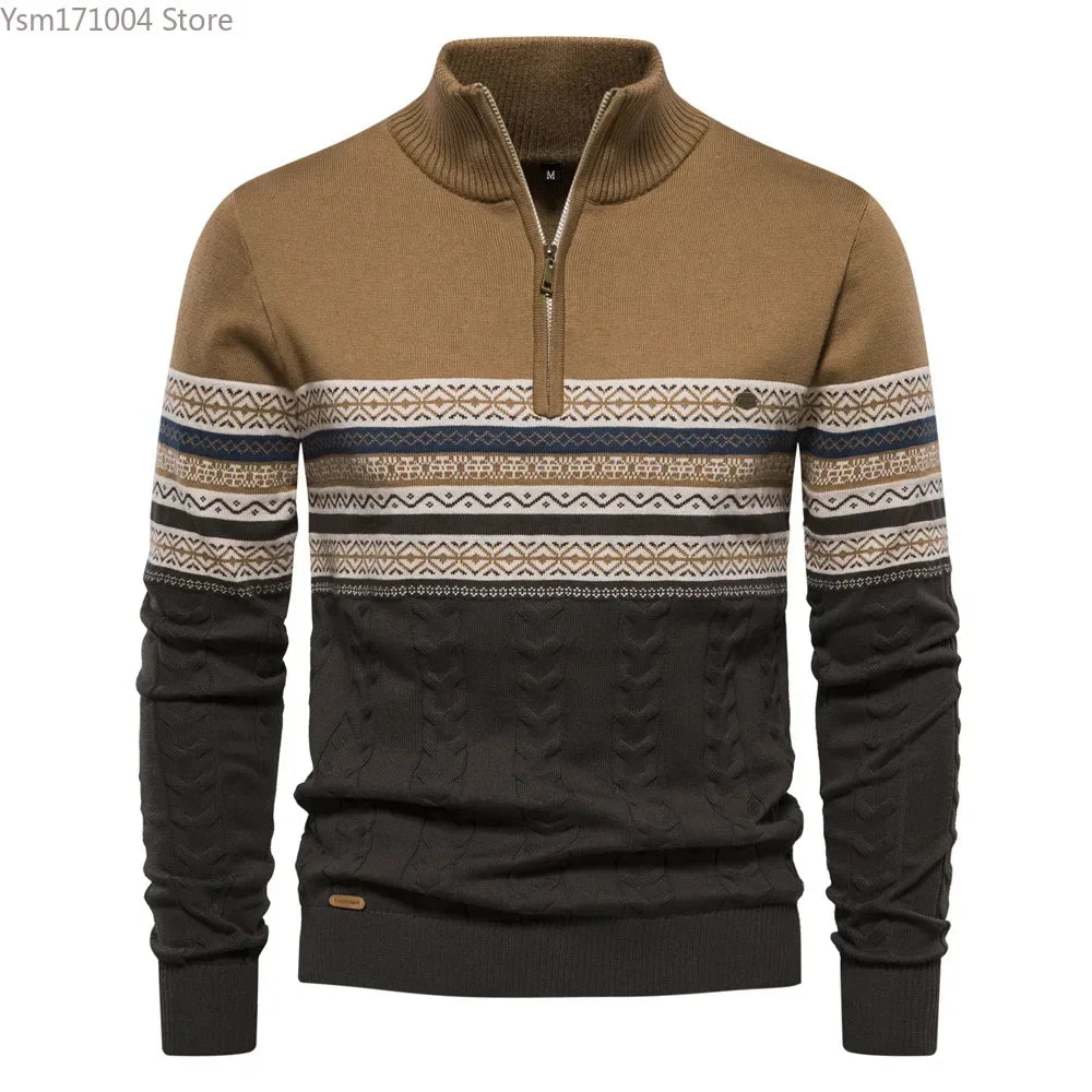Terrence – Pull à Col Haut Rayé pour Homme