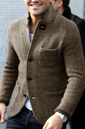 Stan – Cardigan Rétro Gris pour Hommes