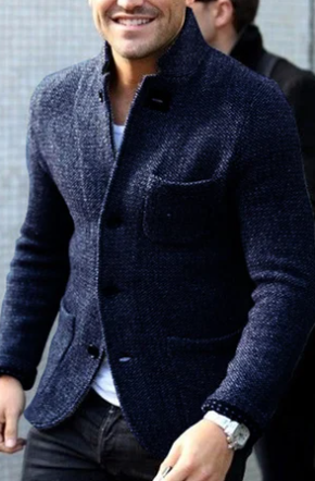Stan – Cardigan Rétro Gris pour Hommes