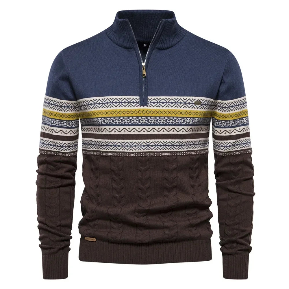Terrence – Pull à Col Haut Rayé pour Homme