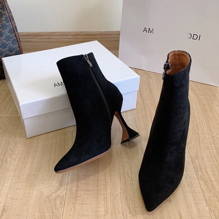 Samantha – Bottines Sexy à Talon Verre à Vin avec Fermeture Éclair