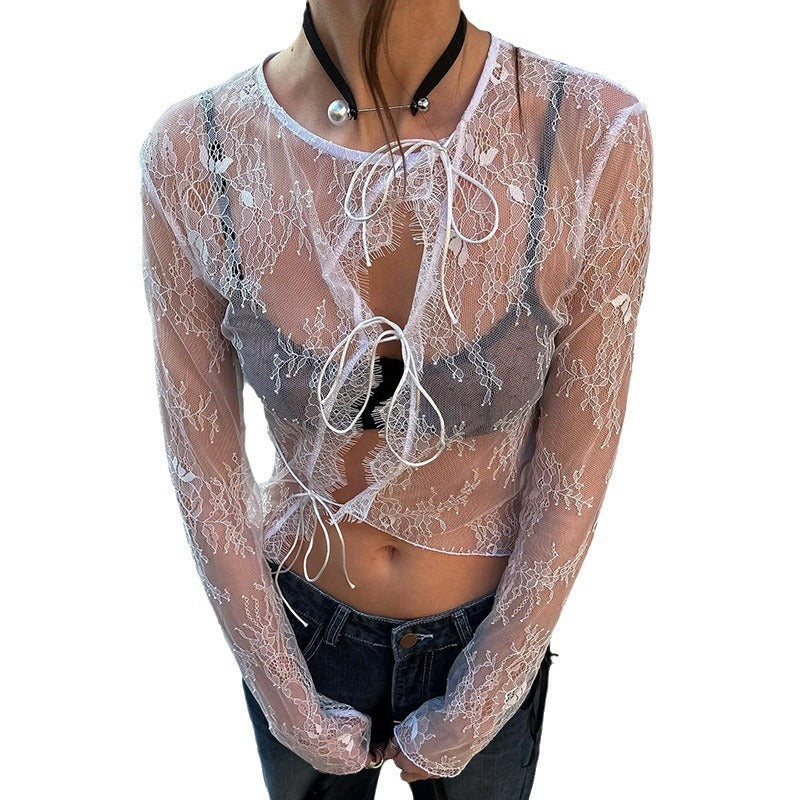 Sarah – Cardigan en Jacquard Transparent Léger d'Été