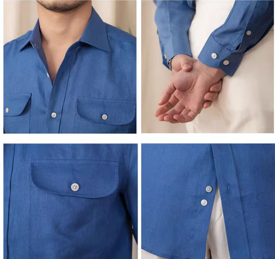 Liam – Chemise en Lin Pur à Manches Longues