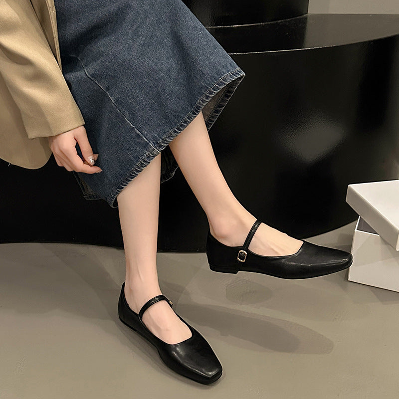 Ruth – Chaussures Mary Jane à Talon Plat Style Coréen en Cuir Végan