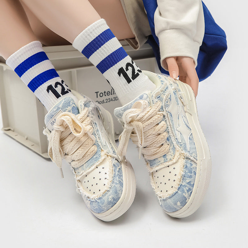 Leanne – Chaussures Décontractées à Semelle Compensée en Denim