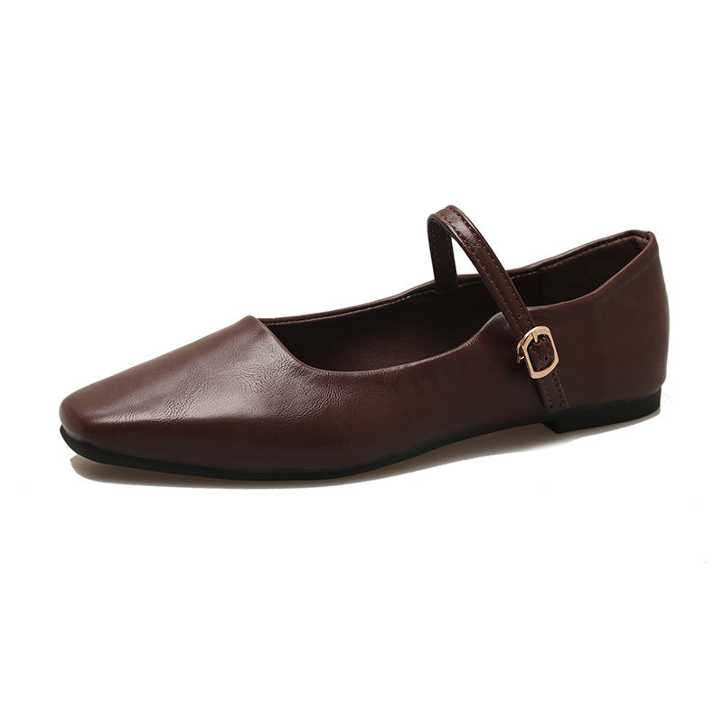 Ruth – Chaussures Mary Jane à Talon Plat Style Coréen en Cuir Végan