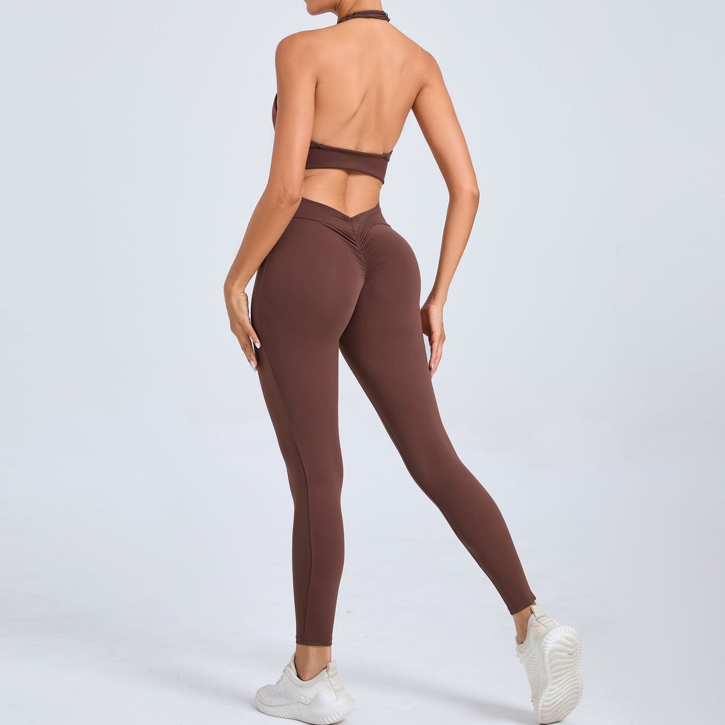 Tara – Combinaison Yoga à Col Halter avec Poches Latérales