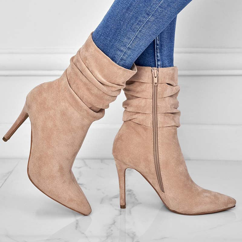 Samantha – Bottines à Talon Aiguille avec Fermeture Éclair