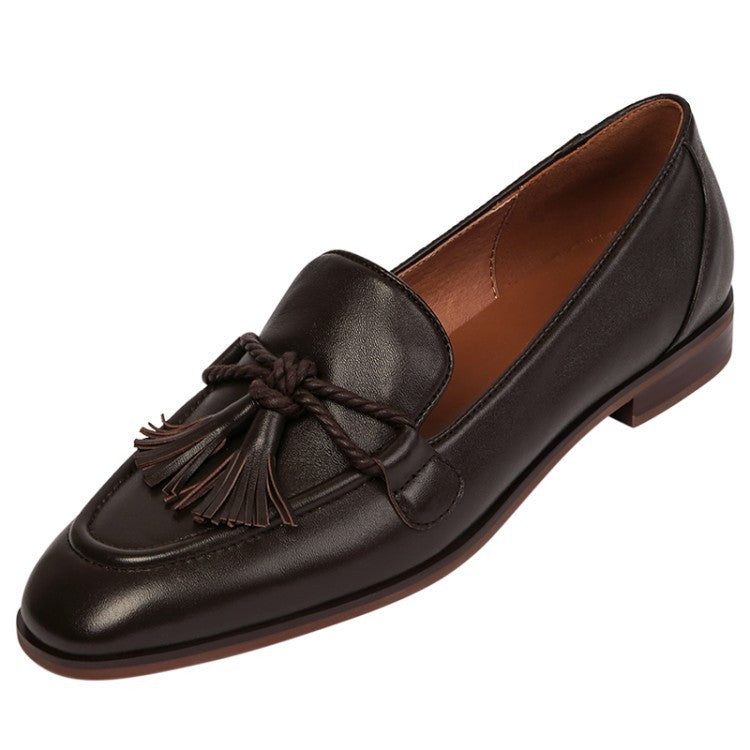 Amelia – Chaussures Retro à Franges à Talons Bas en Cuir Vegan