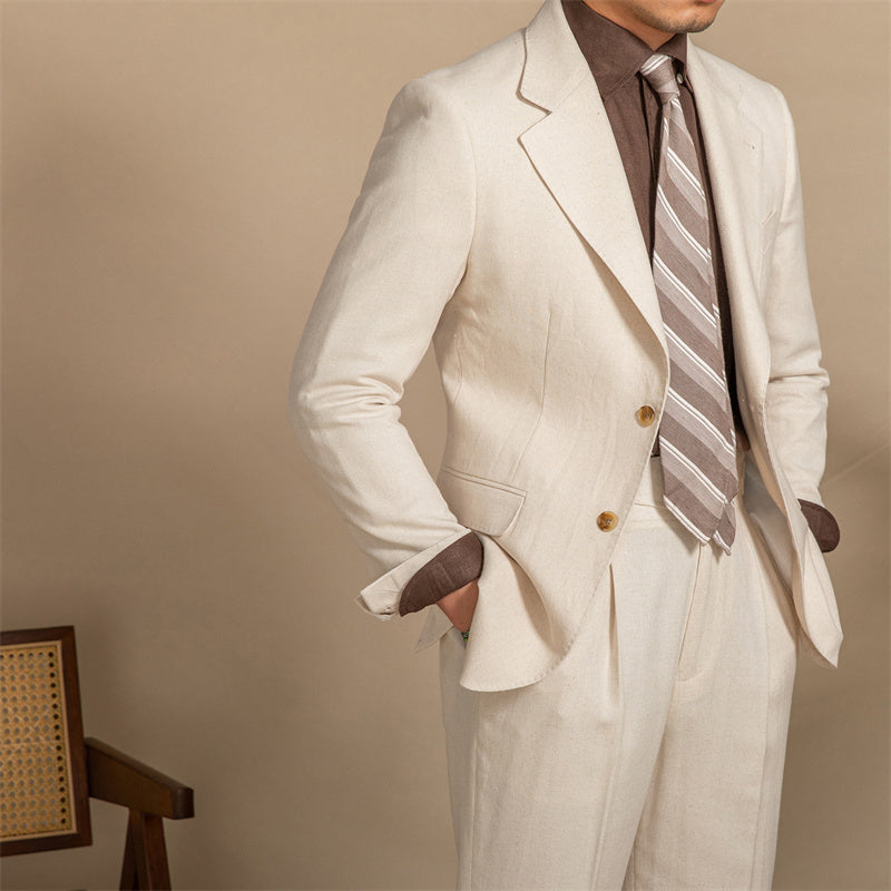 Leon – Costume Slim Fit Demi Doublure Texture Chanvre
