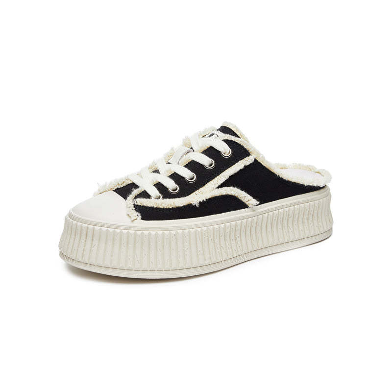 Elizabeth – Chaussures Basses en Toile à Talon Compensé