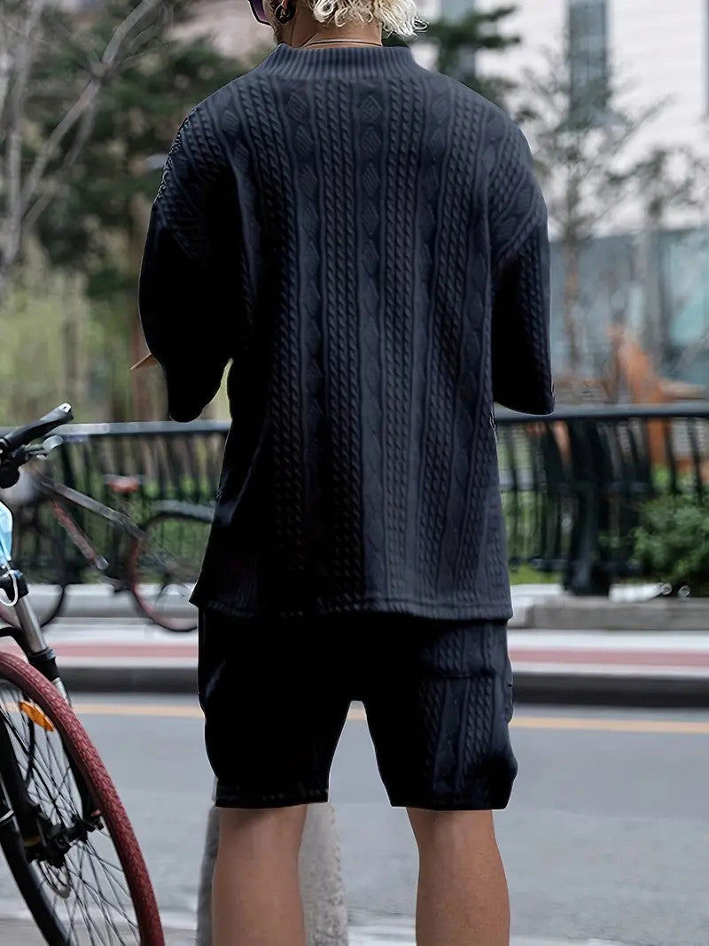 Martin – Ensemble Jacquard à Manches Courtes et Short à Cordons pour Hommes