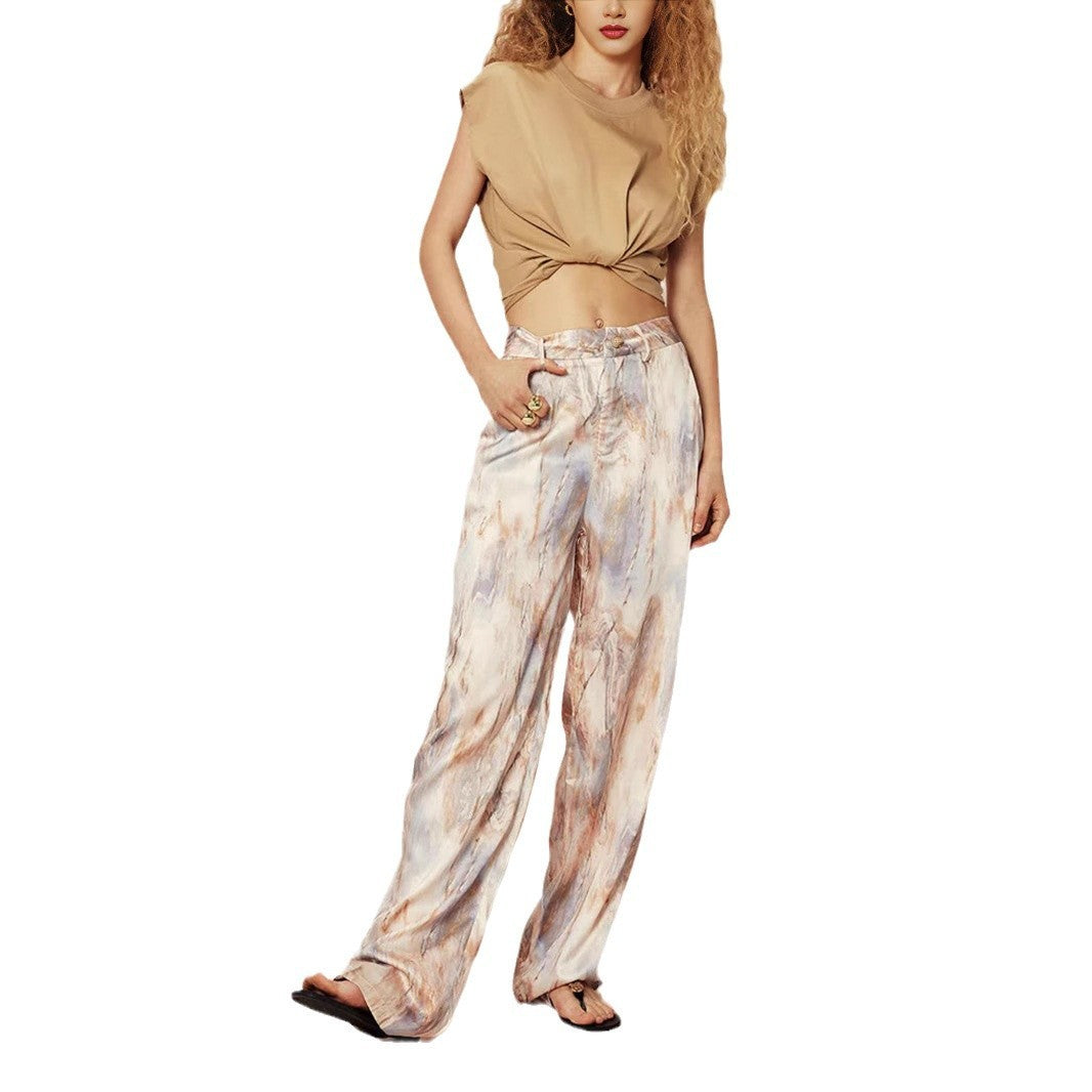 Ann – Pantalon Imprimé Rétro Taille Haute