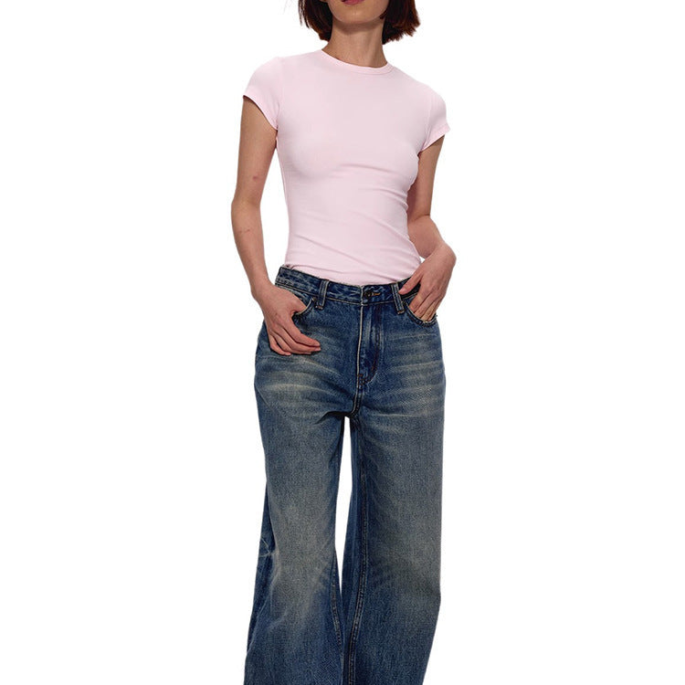 Wendy – T-shirt à Manches Courtes Col Rond à Effet Amincissant