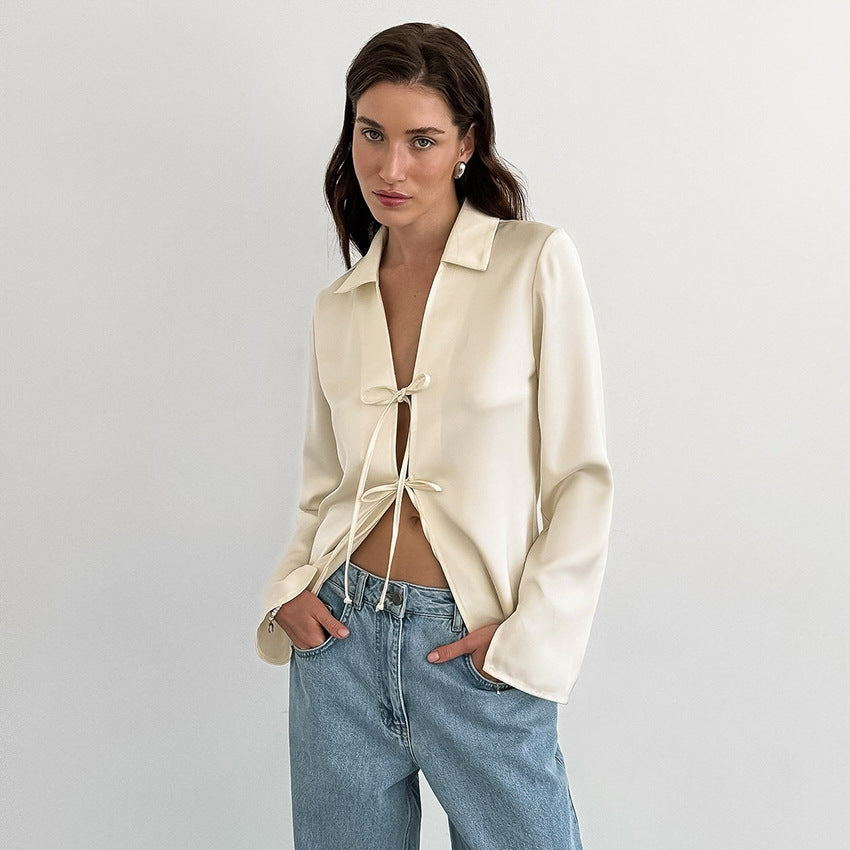 Tracy – Cardigan Ample en Satin Abricot pour Femmes