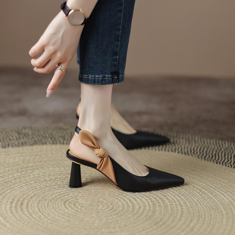 Caroline – Chaussures à Talons Hauts Pointus avec Nœud
