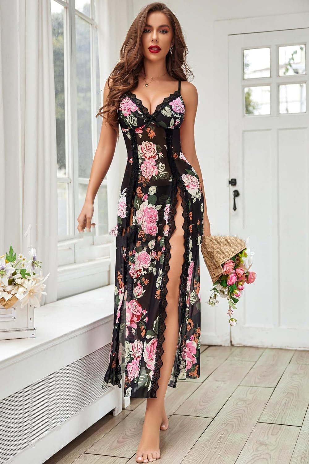 Alison – Robe à Bretelles Fendue Sexy