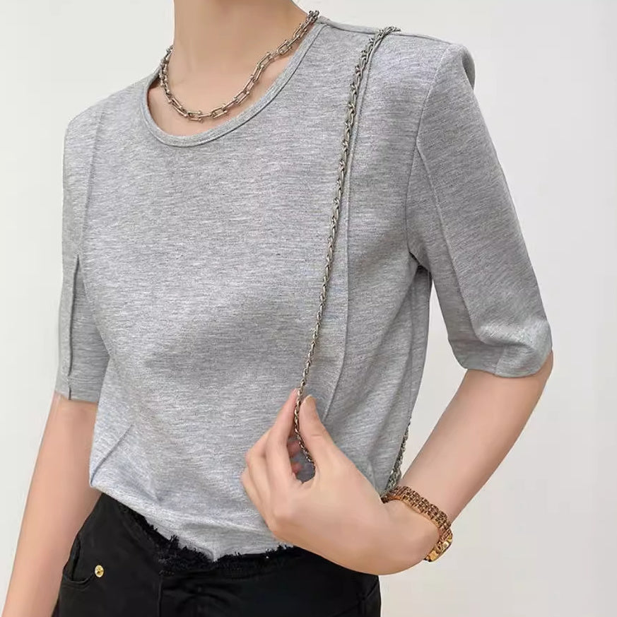 Charlie – T-shirt col rond manches courtes uni