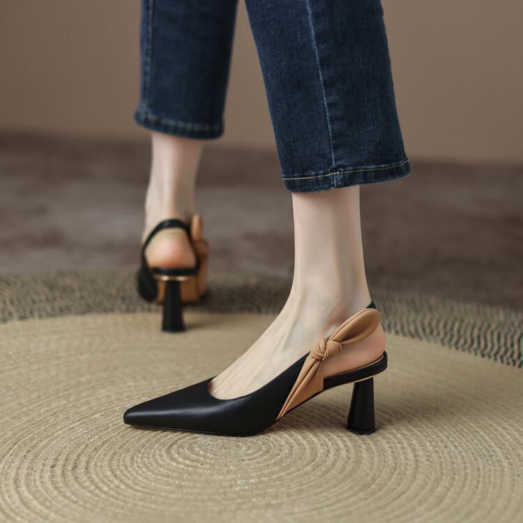 Caroline – Chaussures à Talons Hauts Pointus avec Nœud