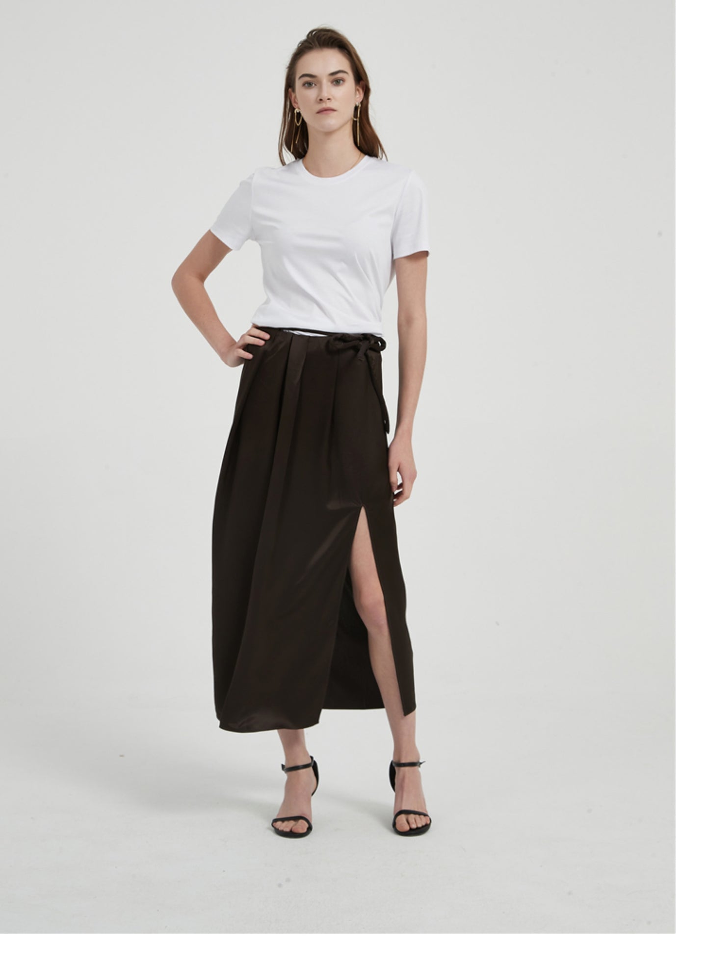 Hannah – Jupe Longue Fendue en Triacétate Léger Drapé pour Femme