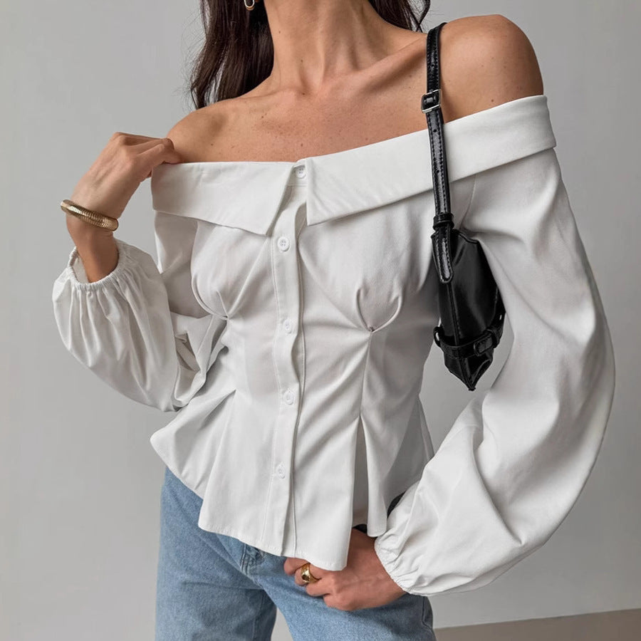 Abigail – Chemise Épaule Nue Unicolore