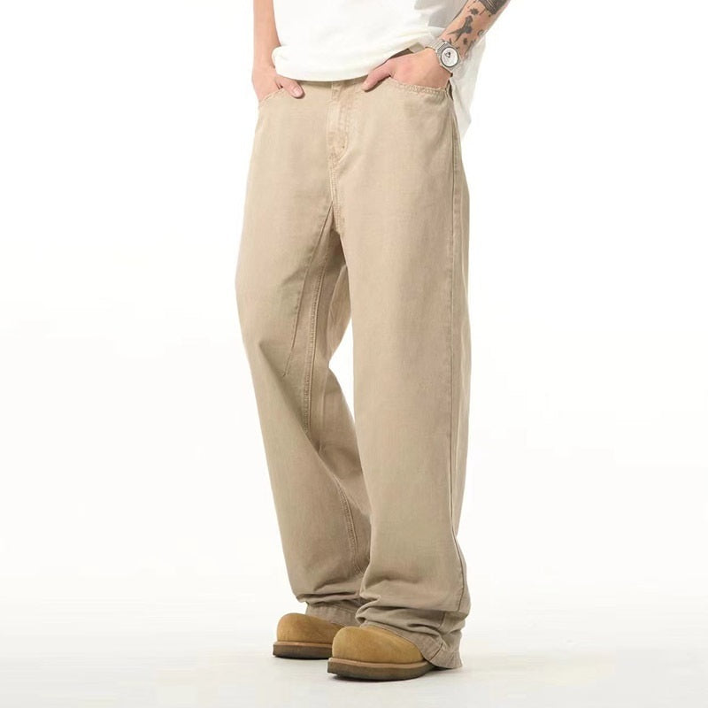 Anton – Pantalon Décontracté Khaki à Jambe Droite