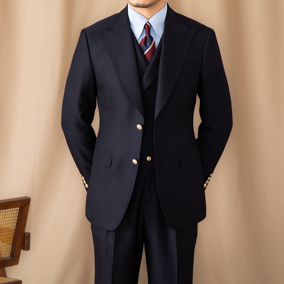 Kathleen – Costume Slim Bleu Marine à Trois Pièces