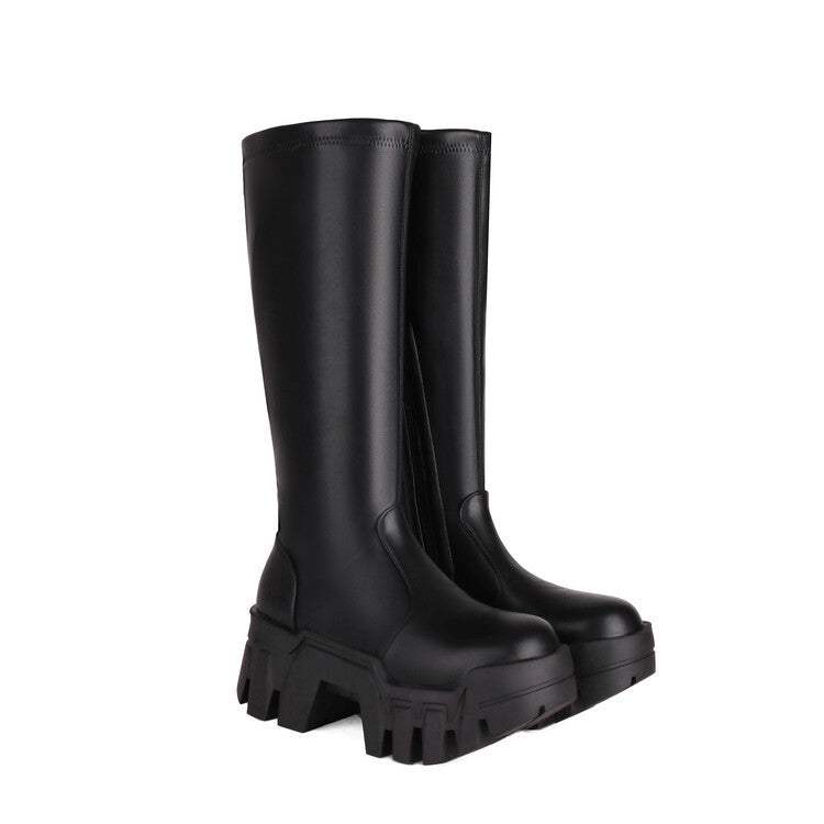 Alison – Bottes à bout rond avec fermeture éclair latérale et semelle épaisse