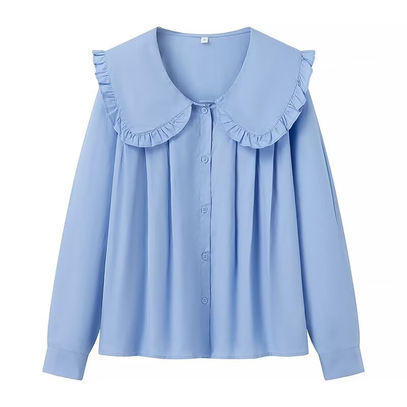 Jennifer – Chemise Décontractée à Col Claudine et Manches Longues