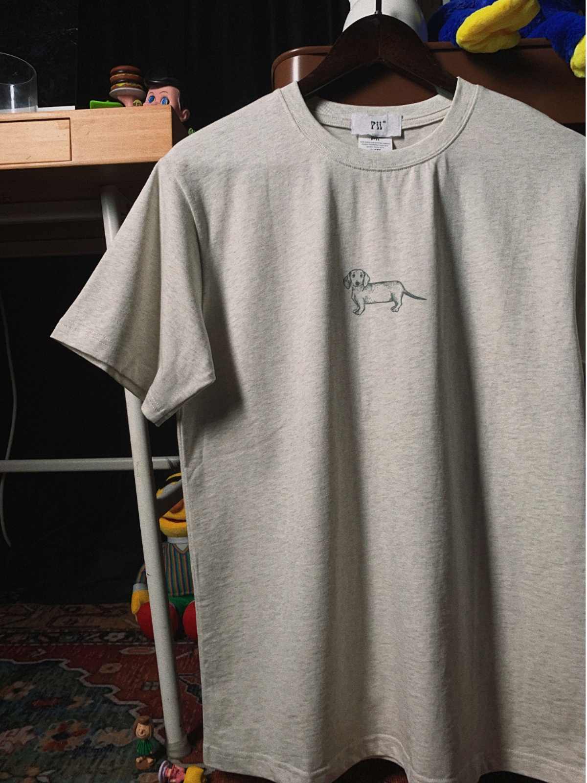 Anne – T-shirt Neutre Américain en Coton Gris Chiné avec Motif Animalier