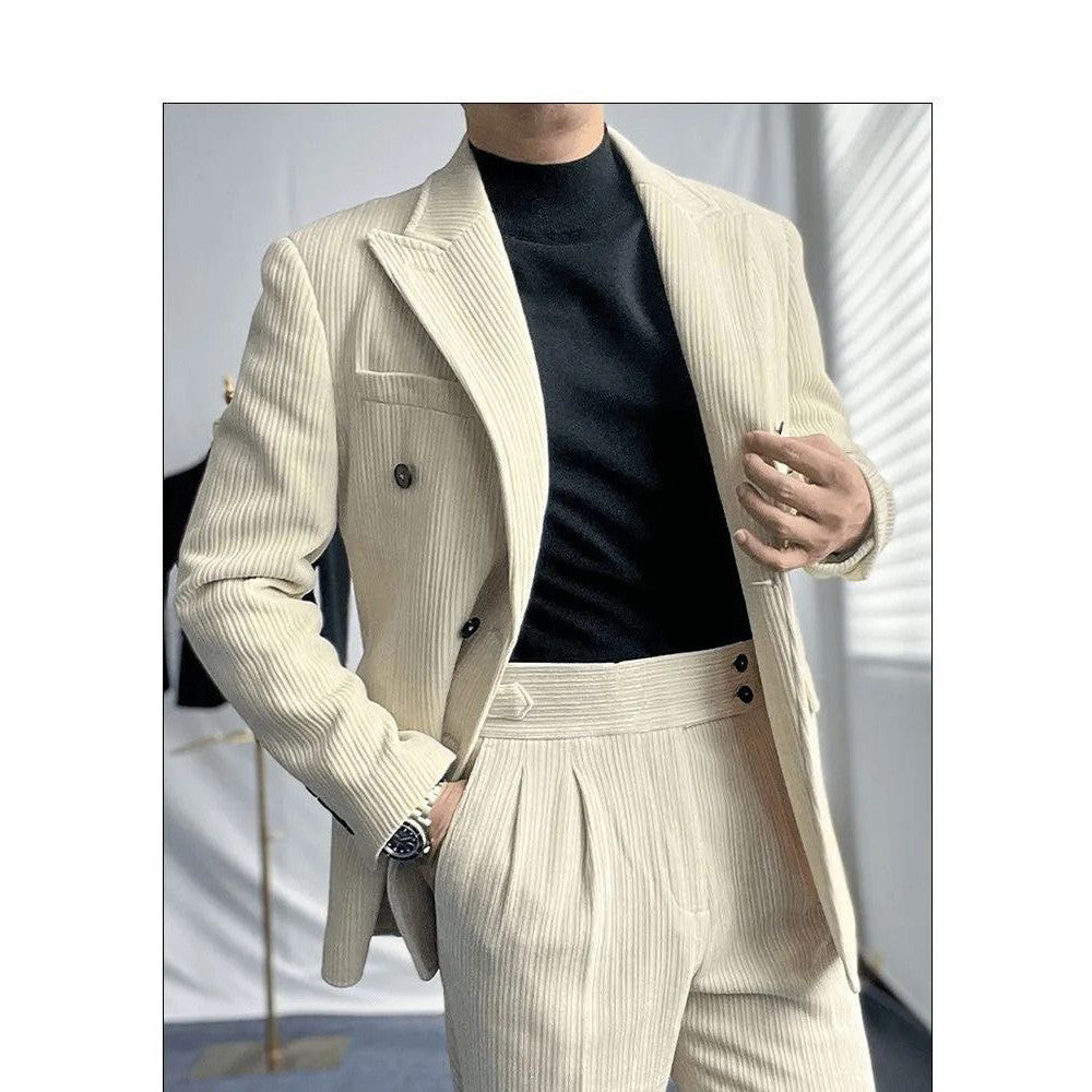Eric – Costume rétro en velours côtelé simple
