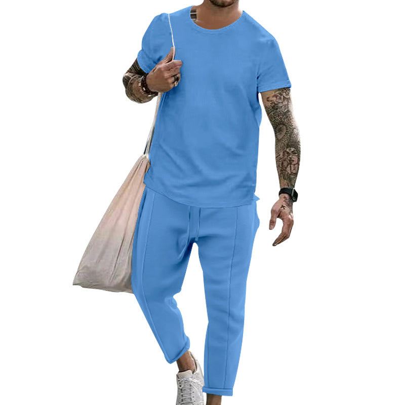 Glen – Ensemble T-shirt à Manches Courtes et Pantalons de Mode Décontractés pour Hommes