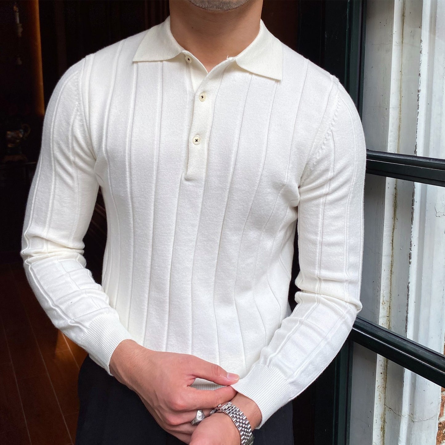 Walter – Chemise à manches longues tricotée et ajustée