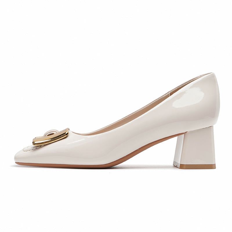 Rachael – Talons Épais Mary Jane avec Boucle Métallique