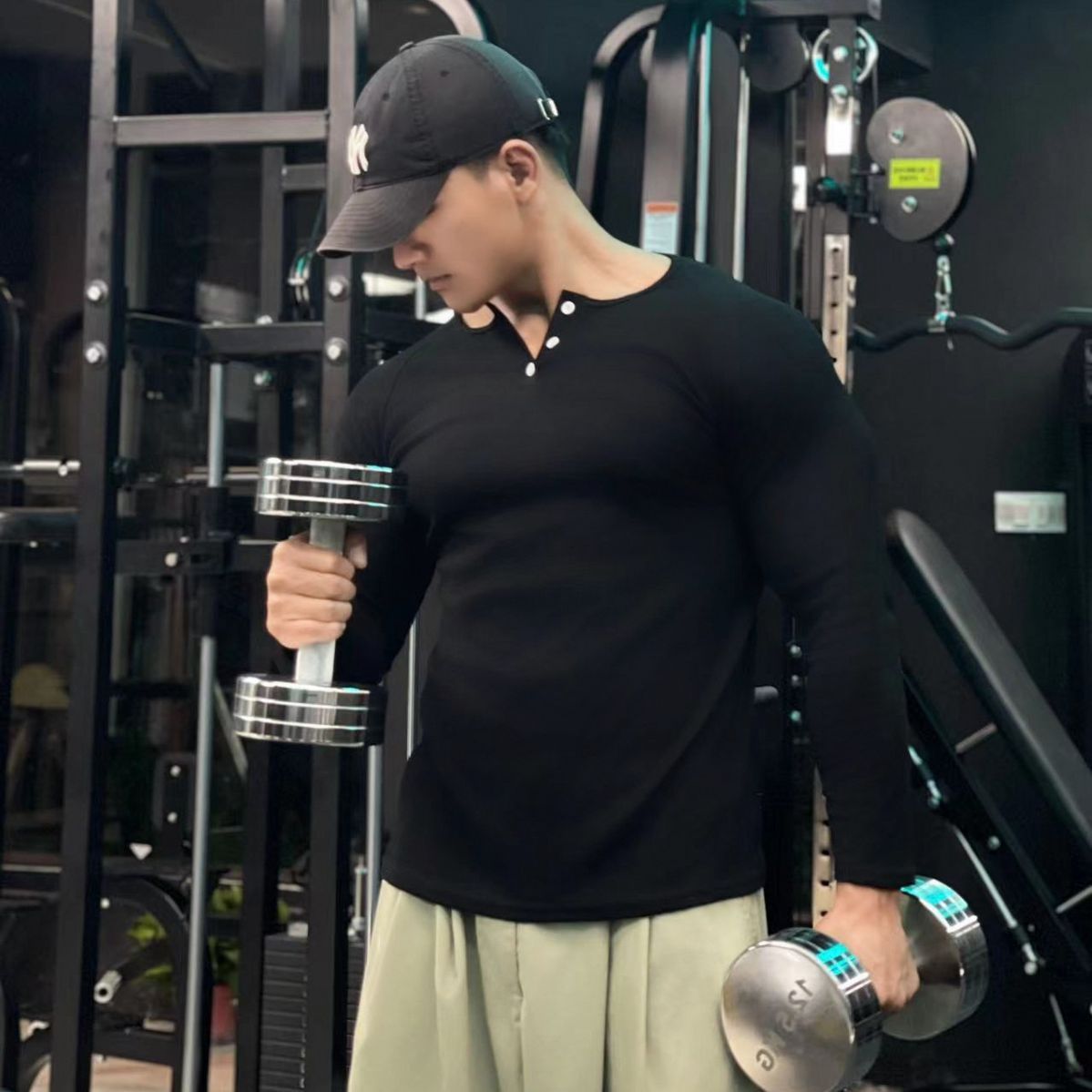 Guy – T-shirt de sport avec col Henry