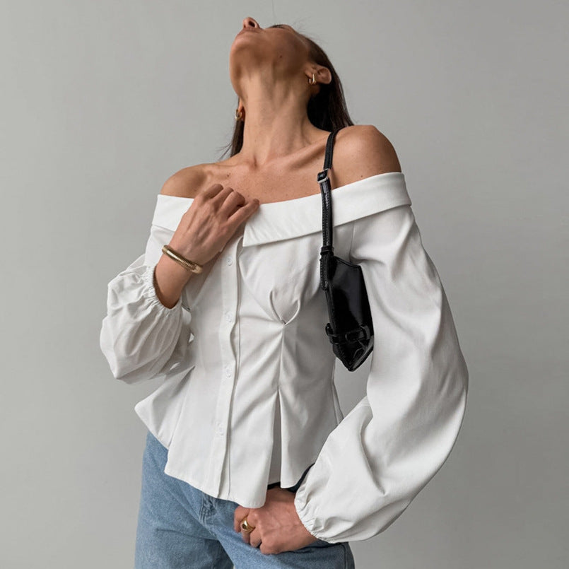 Abigail – Chemise Épaule Nue Unicolore