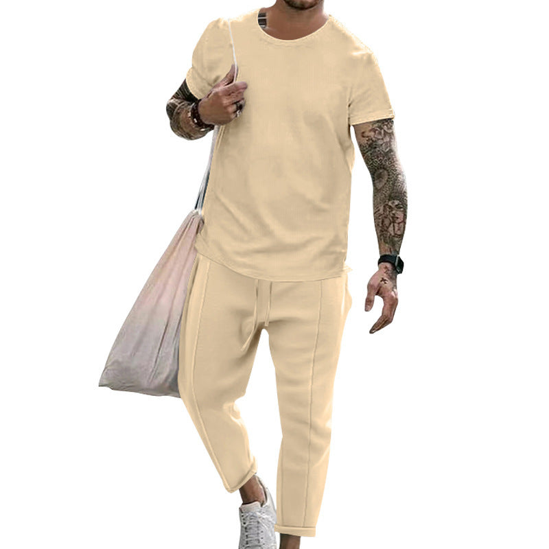 Glen – Ensemble T-shirt à Manches Courtes et Pantalons de Mode Décontractés pour Hommes