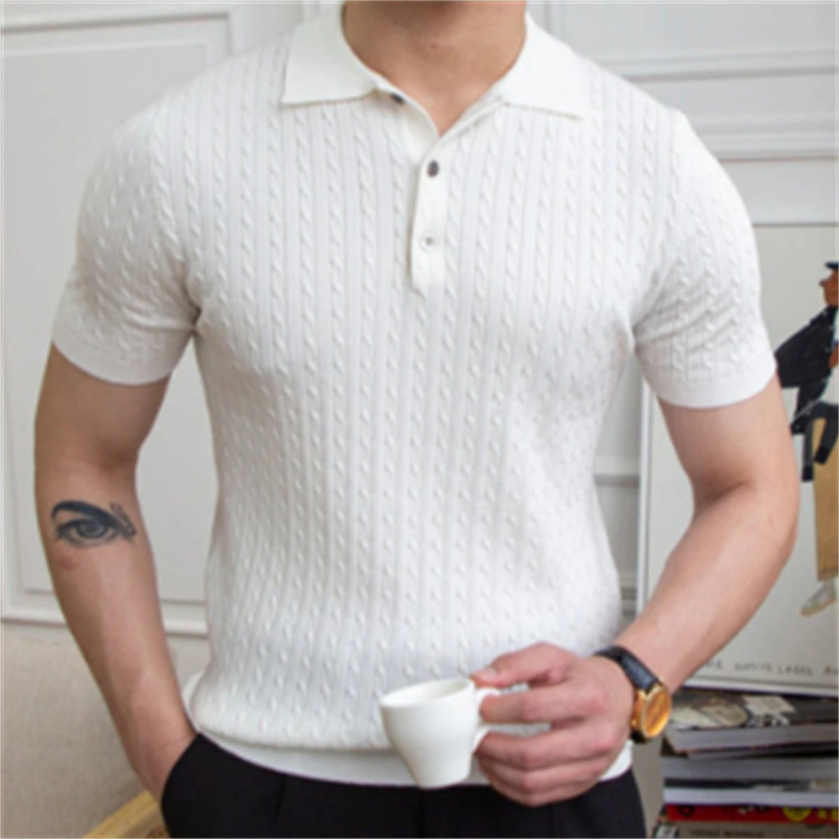 Gareth – Polo en Maille Extensible pour Homme