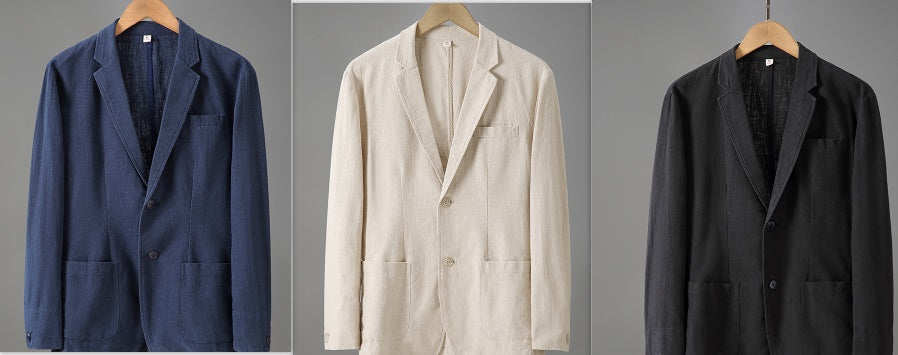 Nathan – Veste de costume en lin mince à manches longues pour hommes
