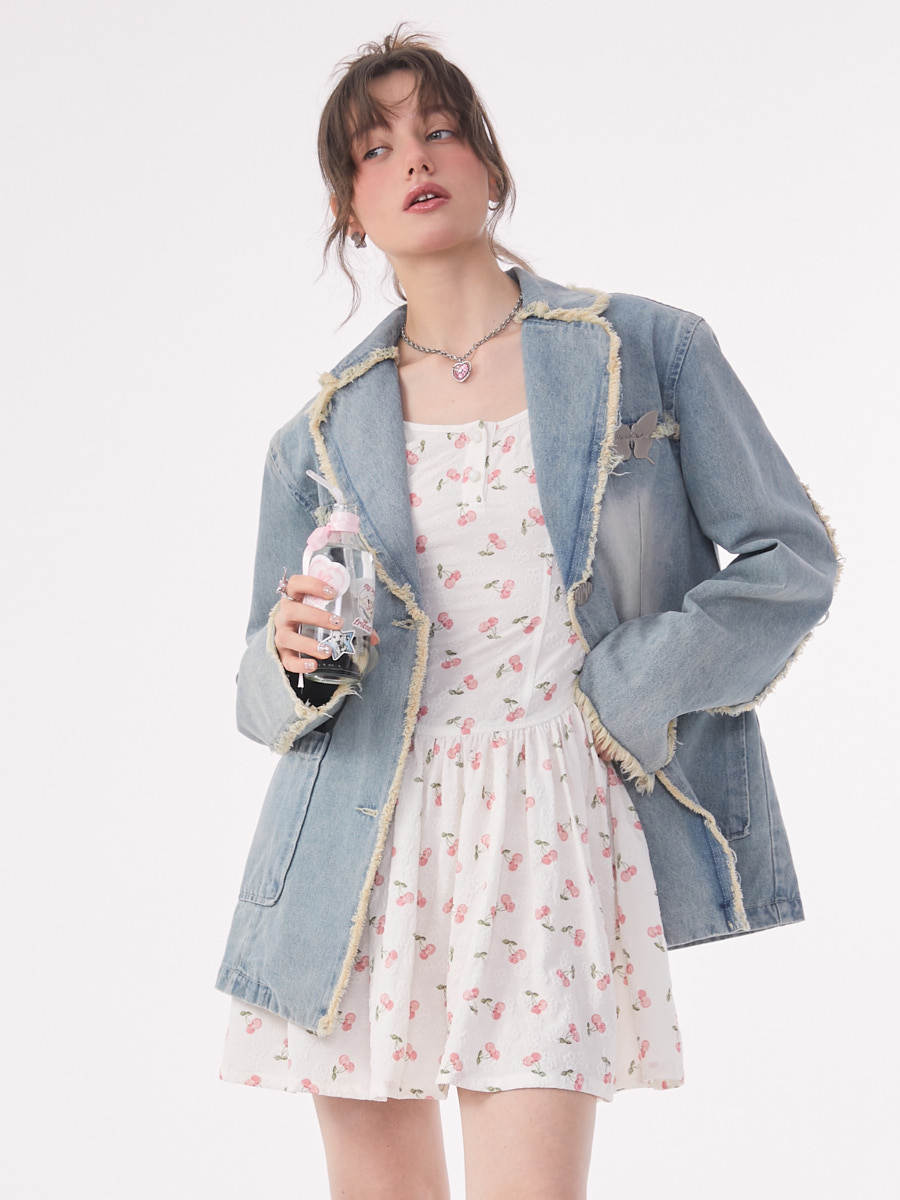 Andrea – Veste de costume en denim décontractée pour femmes