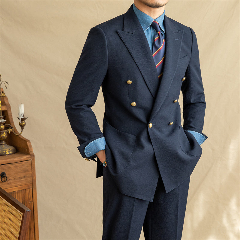 Brendan – Veste à double boutonnage en seersucker respirant